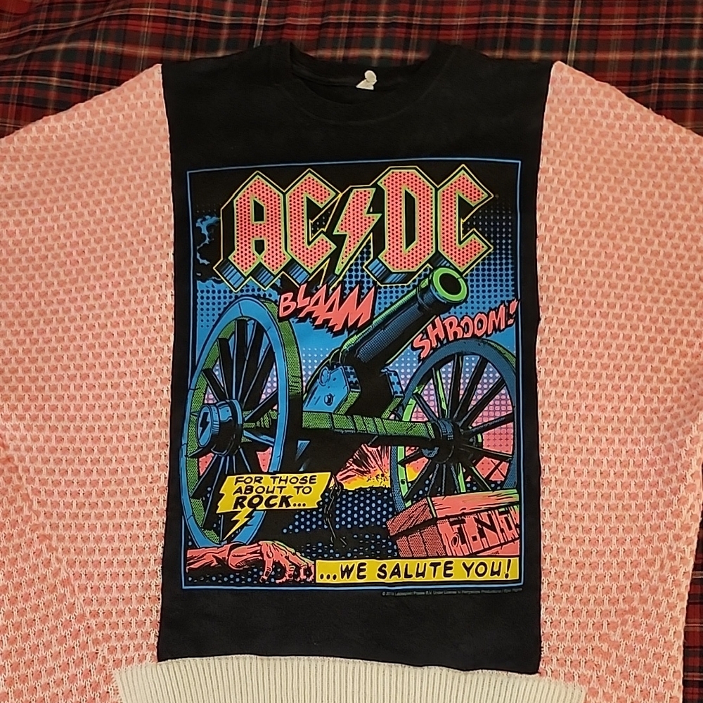 NWOT AC/DC Graphic Sweater in Pink and Black